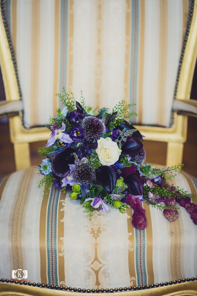 elegant dark purple and blue bouquet Victorian brides bouquet Elope to Ireland