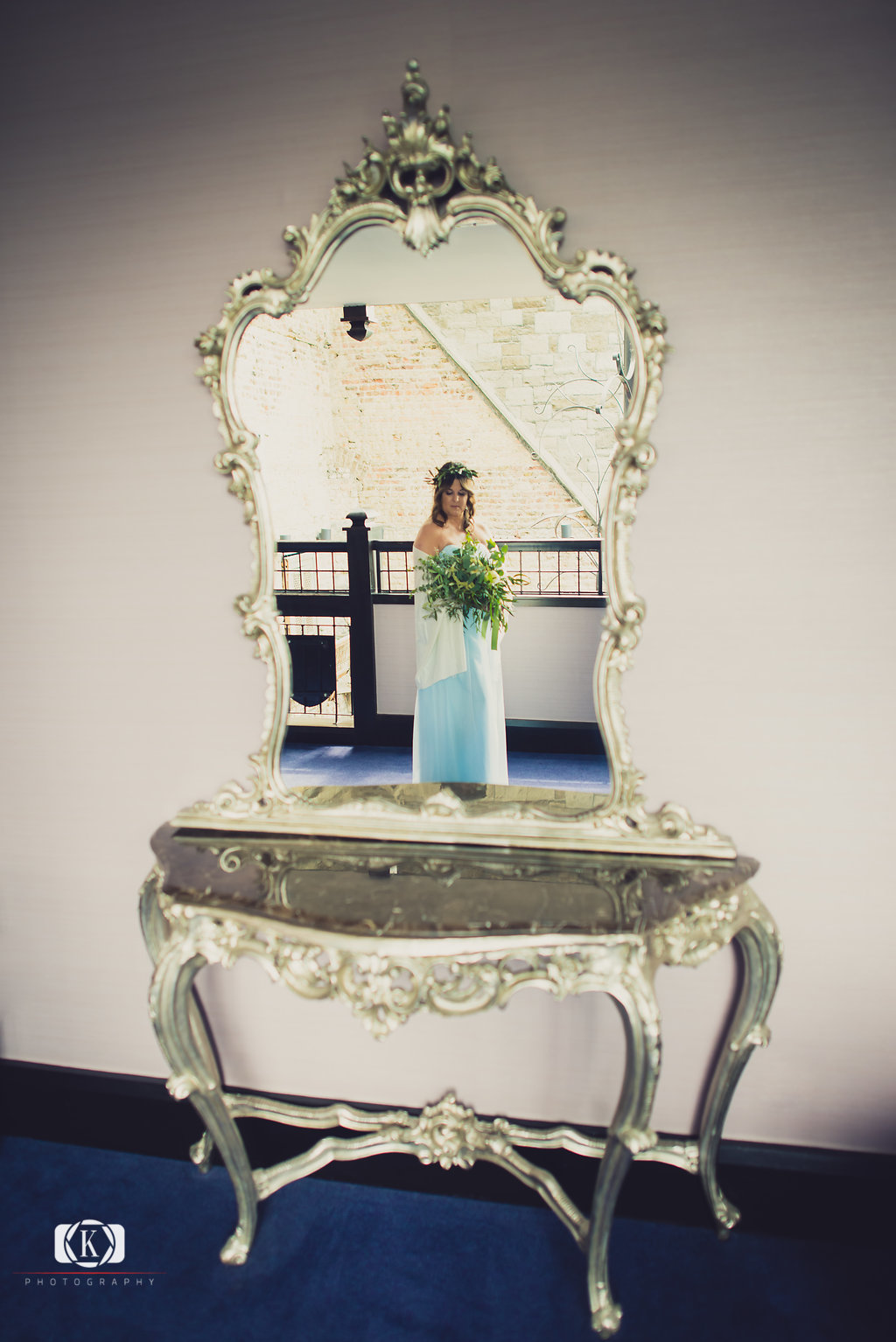 Elope to Ireland elopement in dublin ireland on a cliff bride in a mirror before with flowers the ceremony