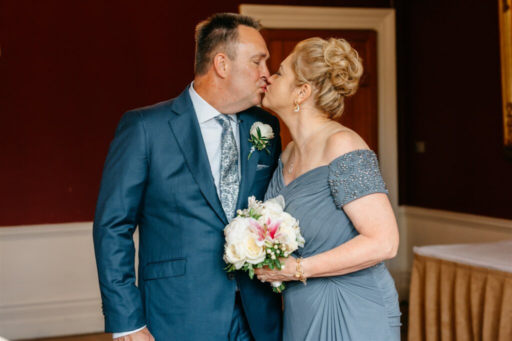 Elope To Ireland elegant wedding at Waterford castle couple kissing 