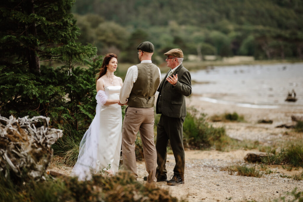 celebrant has chat with the bride and groom before the ceremony 